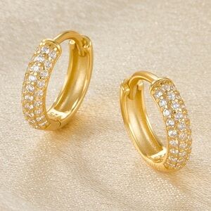 Amy Chunky Mini Pave Huggie Hoop Earrings